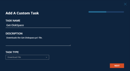 Add a Custom Task screen