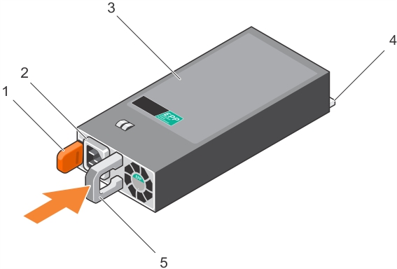 En la ilustración se muestra cómo instalar una unidad de fuente de alimentación de CA.