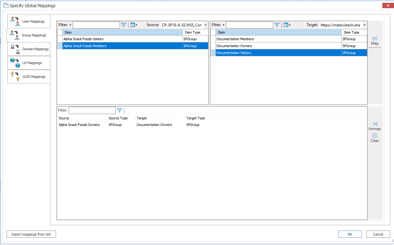 SP Group Mappings