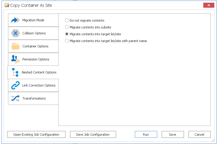 eRoom Nested Content Options
