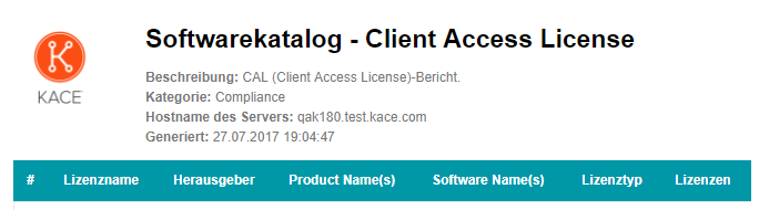 In der Abbildung des Standardberichts sehen Sie das Dell Logo oben links.