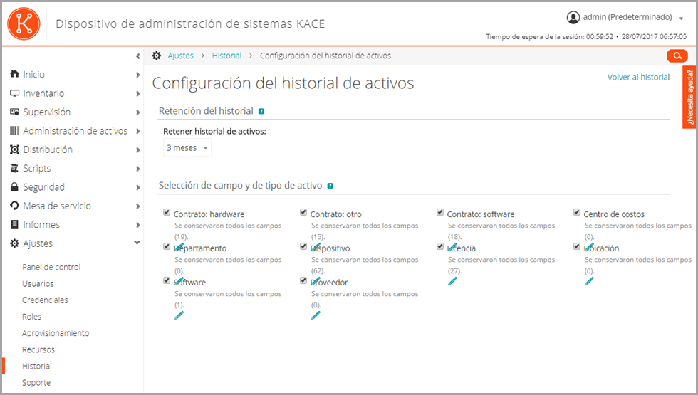 La página Ajustes de comunicación ofrece un ejemplo de una página de configuración.