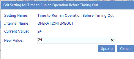 Config Setting OPERATIONTIMEOUT