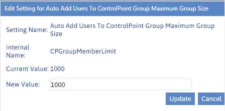 Configuration Setting CPGROUPMEMBERLIMIT