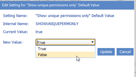 Config Setting SHOWUNIQEPERMONLY
