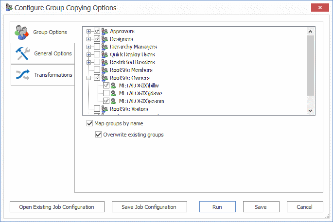 Configure Group Copying Options