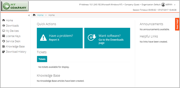 The image of the custom User Console includes the custom logo in place of the default Dell logo.