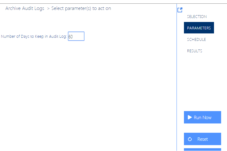 Archive Audit Log PARAMETERS