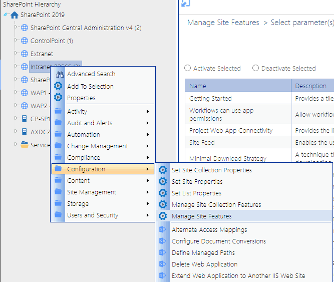 Set Site Features