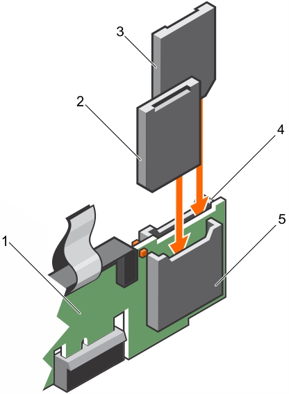 Cette figure illustre l'installation d'une carte SD interne.