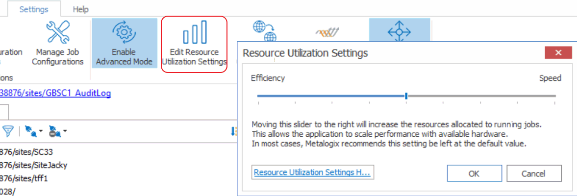 Resource Utilizatin Settings