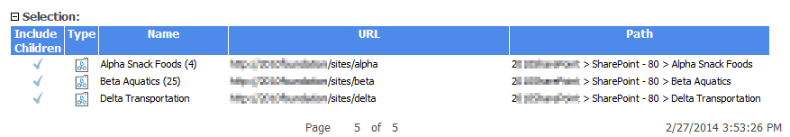 Selection Summary