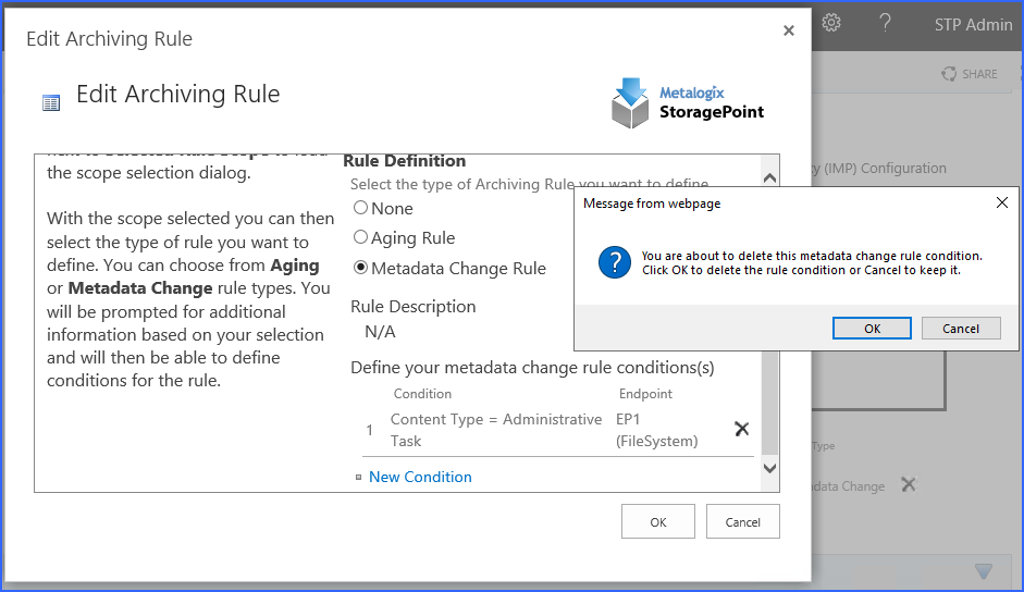 archiving - delete rule condition