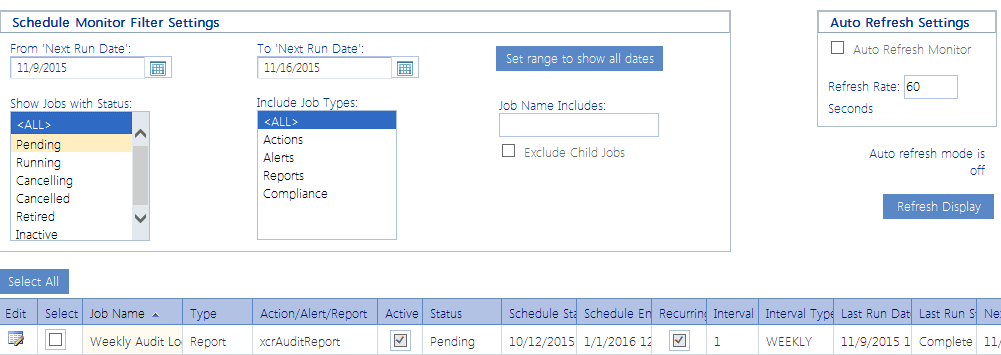 Schedule Monitor RESULTS