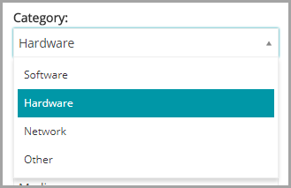 The image show Hardware and Monitor as two selectable and expandable choices under Category.