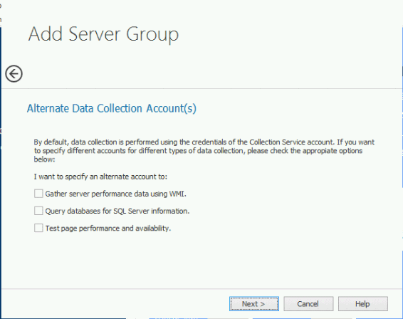 Add Server Group Alternate Accounts