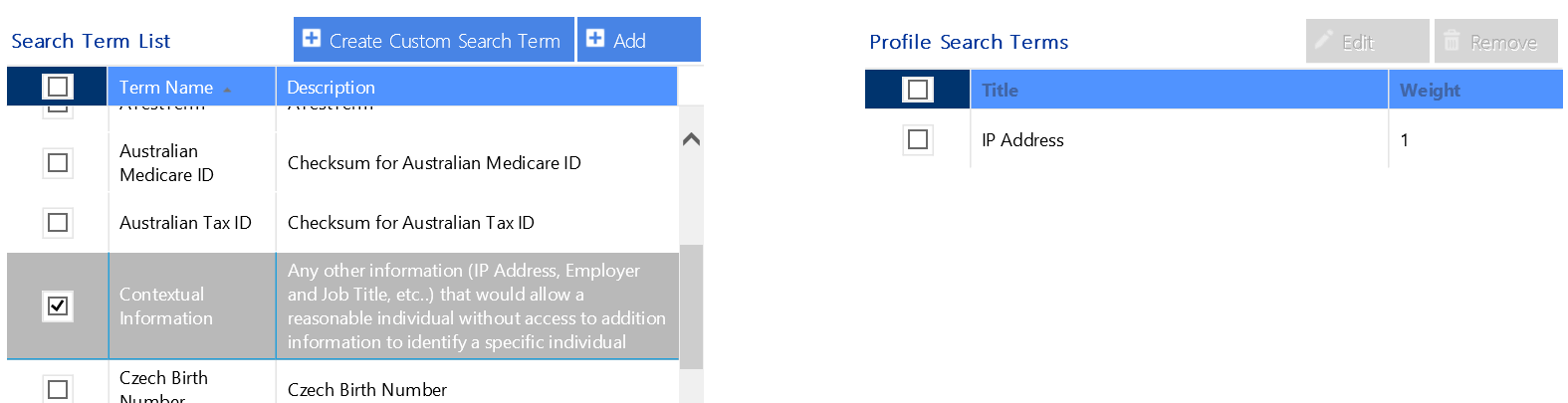 SCM Search Term Selection