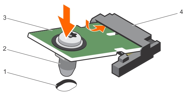 Cette figure illustre le retrait et l’installation du module TPM (Trusted Platform Module).