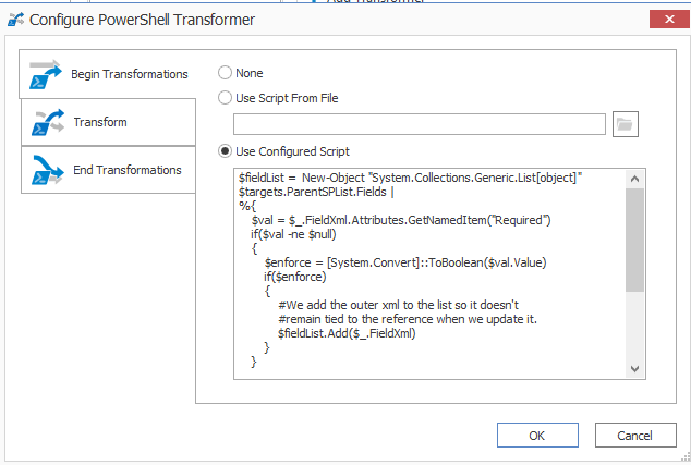 Configure PowerShell Transformer