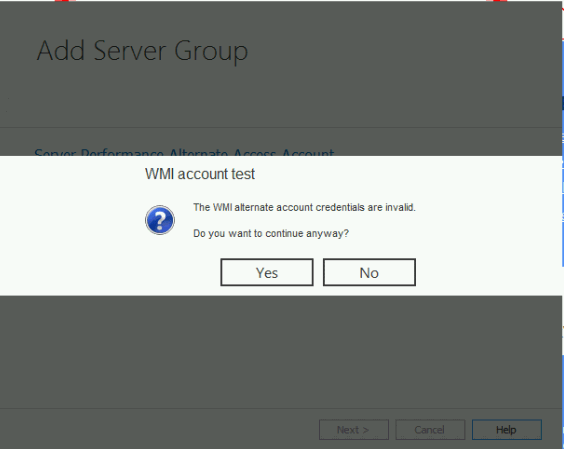 Add Server Group Account Validation FAIL