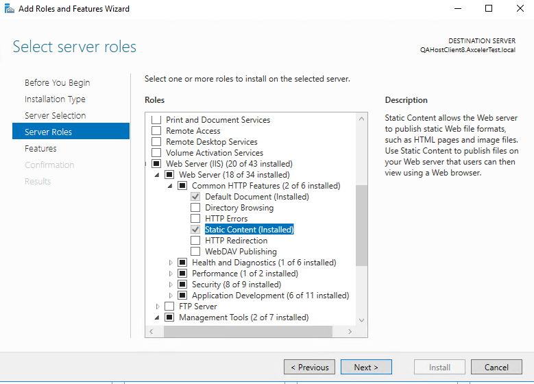 IIS Static Content