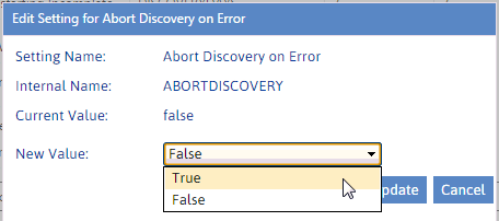 Config Setting ABORTDISCOVERYONERROR