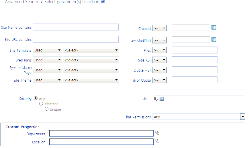 Advance search CRITERIA