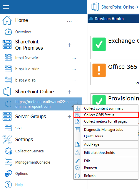 collect office 365 status new