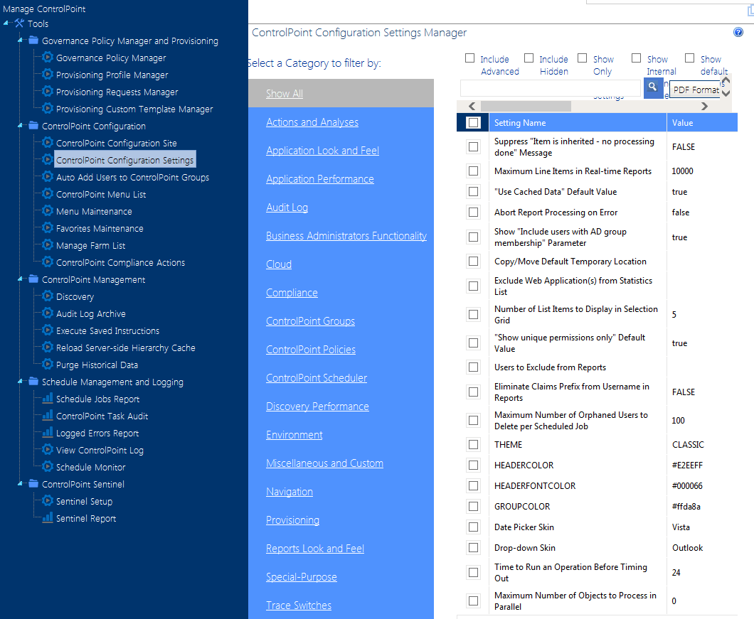 Edit ControlPoint Setting LEFT NAV