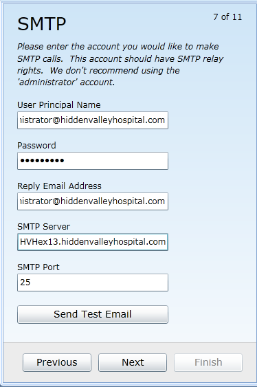 SMTP screen