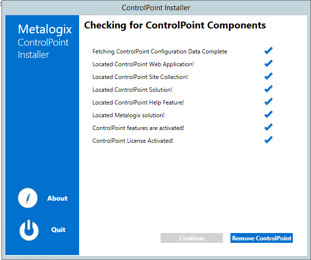 Unnstall CHECK FOR COMPONENTS