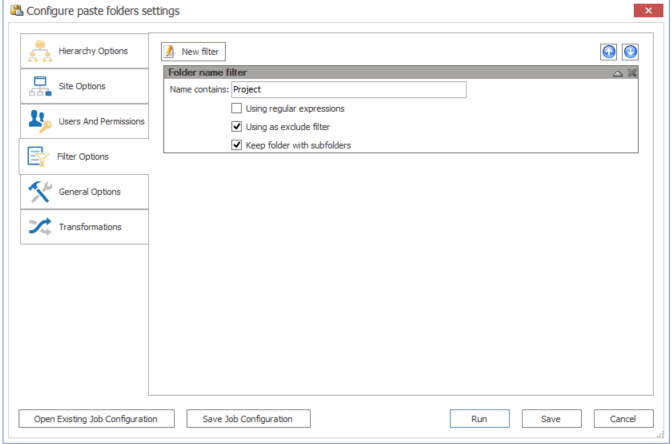 PF Filter Options