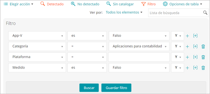 El panel Vista personalizada incluye varias listas desplegables que puede utilizar para especificar los criterios.